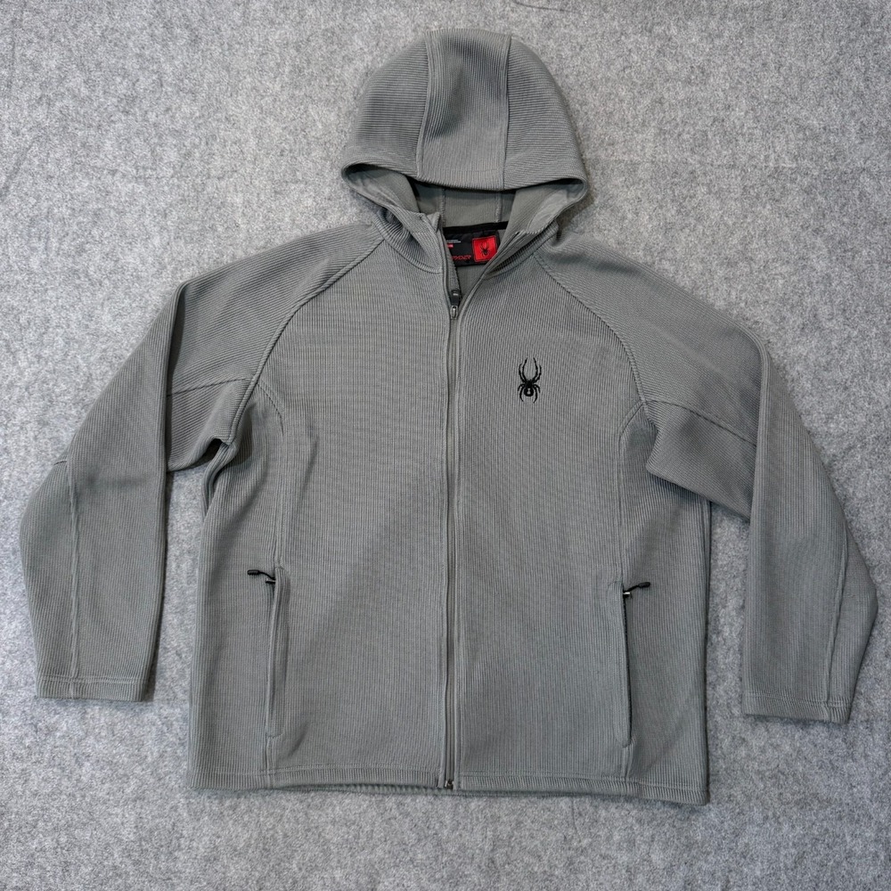 Spyder Storm Gray Waffle Texture Active Full Zip Hoodie Jacket Men's Size XXL